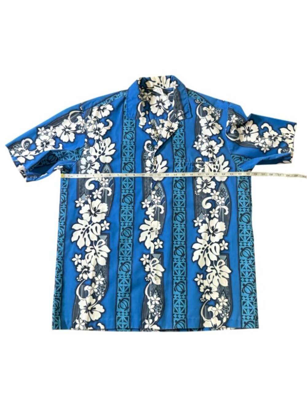 Mens Hawaiian Shirt Vintage Royal Creations Blue Floral Short Sleeve Shirt Large - Picture 7 of 16